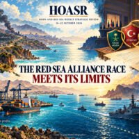 HOASR illustration linking the Makkah Pact, Ethiopia’s war, Somaliland’s Berbera port and Red Sea shipping security.
